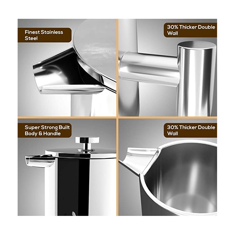Utopia Kitchen French Press Coffee Maker, Double Wall Insulated Stainless