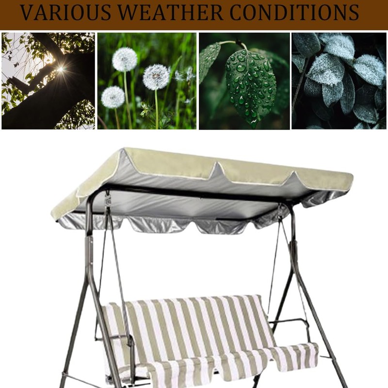 JEWELTH Traditional/Cottage Swing Canopy Replacement Top, 3 Seat Patio Swing