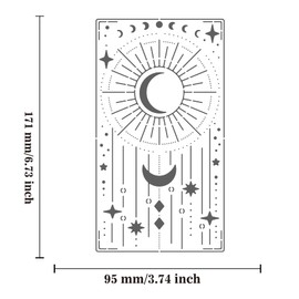 BENECREAT Moon Sun Metal Journal Stencils, Star Stainless Steel Stencils Templates for Drawing, Wood Burning, Pyrography and Engraving, Scrapbooking, 10.1x17.7cm