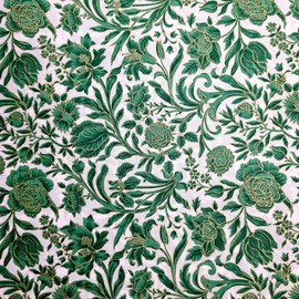 Pure Cotton Lawn Fabric 150cm Wide Sold by The Metre Gold Foil Dressmaking Quilting Crafting Premium Quality | The Fabric Guys (Green)
