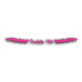 Windshield Sticker Decal - Saddle Up with Running Horses Group - for Car, Truck Or Horse Truck Trailer in Pink - 4 x 42 inch