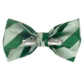 Jacob Alexander Men's Pre-Tied Tonal Stripe Clip-On Bow Tie - Kelly Green
