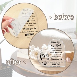 Stepdad Gifts Stepped Up Dad Plaque 4x4" Father's Day Gifts for Step Dad Bonus Dad Presents Step Dad Birthday Gifts Step Dad Plaque