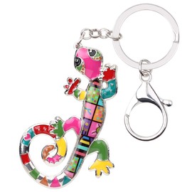 NEWEI Cute Gecko Enamel Key Chain Car Key Chain Fashion Jewelry for Women Girls Gift Flowers 38, flowers