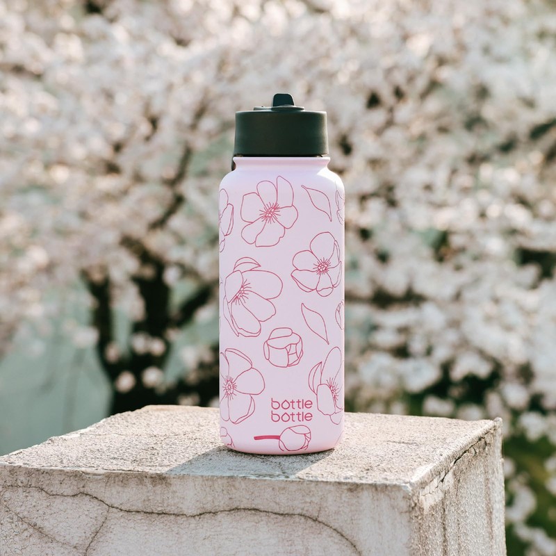 BOTTLE BOTTLE 水筒 1リットル ステンレス ウォーターボトル 直飲み ストロー付き 保温保冷 二重構造