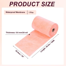uxcell Waterproof Membrane 10 Inch x 100 Ft / 83 Square Feet Waterproofing Membrane 24 Mil Tile Underlayment Polyethylene Fabric Roll for Tiles Shower Walls Bathroom Floors, Orange