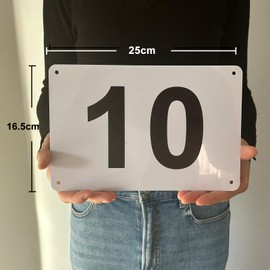 XILIWU Parking Lot Number Plate (Single Item) 9.8 x 6.5 inches (250 x 165 mm), 0.06 inch (1.5 mm) PVC with Holes, Rounded Corners (6)