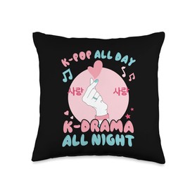 K-Pop All Day K-Drama All Night Throw Pillow