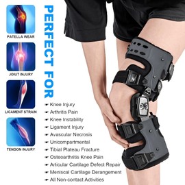RISURRY OA Unloader Knee Brace- Unloader Knee Brace for Osteoarthritis, Arthritis Pain, Cartilage Repair, Bone on Bone Knee Joint Pain, Lateral Degeneration Knee Support (Gray Left)