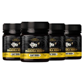 FREZZOR Premium Raw Multifloral Manuka Honey New Zealand with UAF1000+ Super Antioxidant, 1000x More Power, Best Support for Everyday Wellness, Probiotic, Antioxidant Superfood, 4 Jars (35.2oz/1000g)