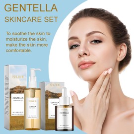 Centella Skin Care Set with Cleansing Oil + Centella Serum, Madagascar Centella Light Cleansing Oil, Centella Asiatica Extract, for Sensitive Skin, Girls and Women, Pack of 2