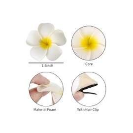 DuHouse 50Pcs 1.6" Foam Hawaiian Frangipani Artificial Plumeria Flowers Hat Hair Clips for Party Beach Vacation Home Wedding Decoration(Mix Colors)