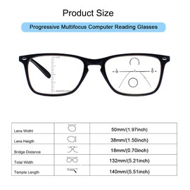 BONCAMOR 2 Pack Progressive Multifocus Reading Glasses Men and Women Computer Blue Light Blocking Anti Eyestrain Readers (Black Tortoise, 2.50)