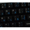 Spanish (Latin American) Keyboard Sticker with Blue Lettering Transparent Background