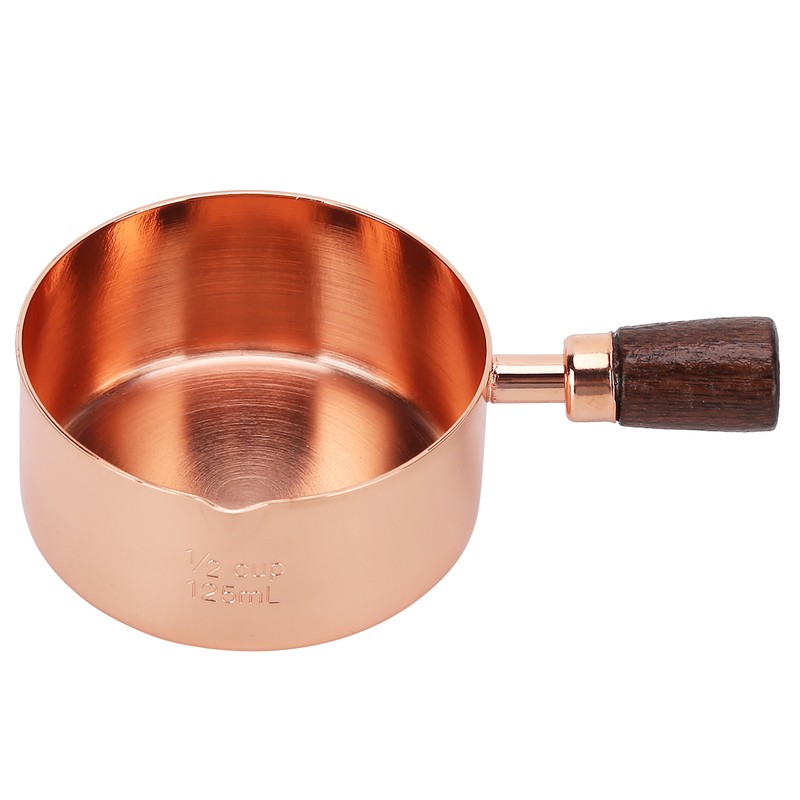 Sauce Pan Wooden Handle Rose Gold Stainless Steel Sauce Pot