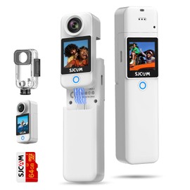 SJCAM C300 Pocket Action Camera 4K,7Hour Power, 6-Axis Stabilization, Dual-Touch Screen Body Camera,30M Waterproof, Vlogging and Live Streaming,with Accessories Kits,Black,Gifts with 64G Card