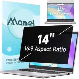 Mamol 360° Privacy Screen for 14 Inch Laptop 16:9, Removable Privacy Film, Anti Blue Light Anti-Glare Privacy Screen Protector for Lenovo Hp Dell Acer Asus Thinkpad Envy Xps