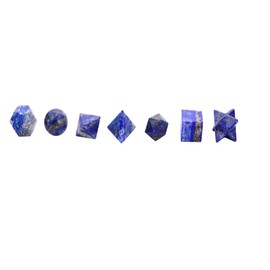Lapis Lazuli Pocket Palm Reiki Stones Solids Sacred Geometry Set "Blessfull Healing"