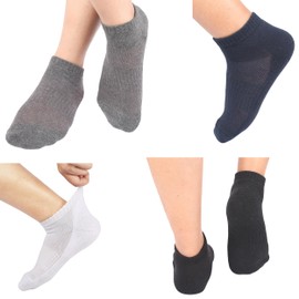 MANARC Men Cotton No Show Mesh Socks Low Cut Soft Comfortable Durable Breathable Reinforced Double Layer Cushioned Anti Slip With Ribbed Instep. 5 Pack White, Blue, Light Grey, Dark Grey, Black.