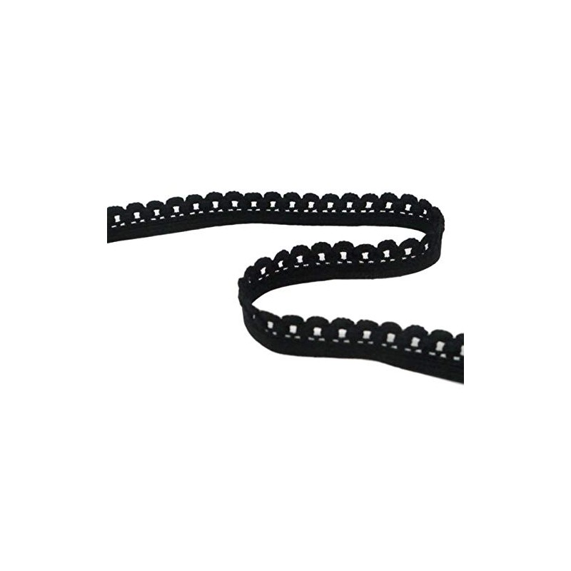 Porcelynne Nylon Black Decorative Edge Picot Elastic Trim - 3/8"