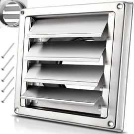 4" Upgrade Metal Dryer Vent Cover for House, Premium Stainless Steel Dryer Vent with 4 Screws Rubber Gasket, Best Exterior Wall Vent Cover with Louvre for Dryer Vents Range Hood Vent AC Vent