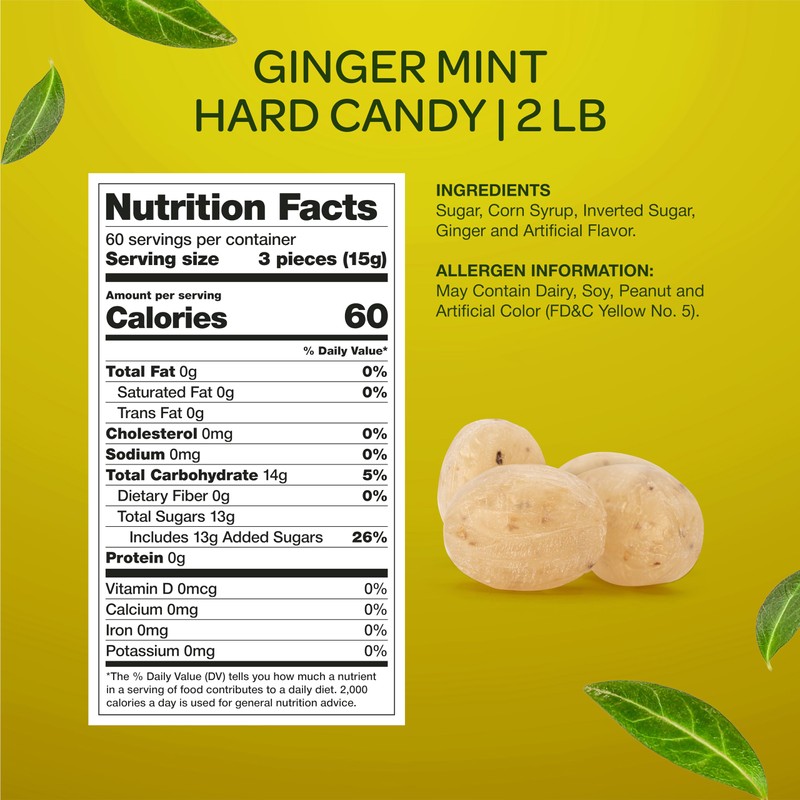 Ginger Mints - 2 Pound Bulk Pack (About 180 Count)