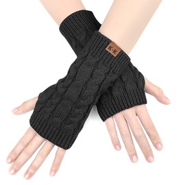 Winter Fingerless Gloves - Women Knit Arm Warmers Thumb Hole Gloves Half Knitted Warm Weave Gloves