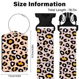 Luggage Straps & Luggage Tags Set for Suitcases Travel Belt Accessories, Printed Suitcase Strap, Adjustable Luggage Belt Strap, Heavy Duty with Quick-Release Buckle - 3 Pieces, Leopard