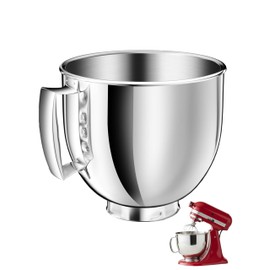 FISHFRUIT 5qt Stainless Steel Mixer Bowl for KITCHEN AID Tilt-Head Stand Mixers 4.5-5 Quart, Food-Grade Mixing Bowl with Anti-Slip Handle & Prominent Clasp (stand mixer bowl)