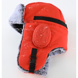 Decentron Unisex Faux Fur Trapper Hat Warm Winter Snow Ski Hat with Ear Flaps Aviator Hunting Hat Orange