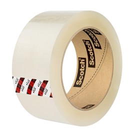 Scotch High Tack Box Sealing Tape 371+, Film Backing with Synthetic Rubber Adhesive, Clear Color, 72 mm x 100 m, 24/Case
