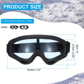 PATIKIL Dirt Bike Goggles, 2 Pcs Motorcycle Goggles ATV Goggles Ski Goggles Racing Helmet Goggles Windproof for Mountaineering Sky Diving Ski Riding, Black with Silver/Blue Lenses