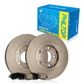 PHILTOP 11.1 inch (281 mm) Front Vented Disc Brake Rotors + Ceramic Pads Kit Compatible with Dodge 2001-2005 Grand Caravan 3.3L, 2001-2007 Caravan 3.3L, Chrysler 2003-2007 Town & Country 3.3L