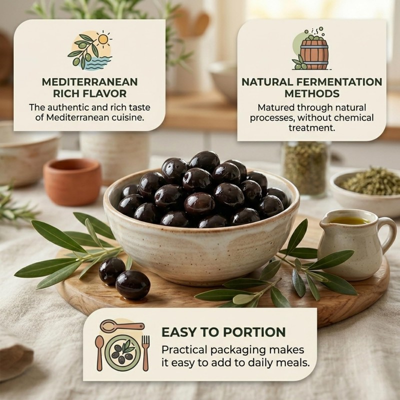 Marmarabirlik Black Olives, Turkish Pickled Olives, Hand-Picked, Healthy Snacks, Mediterranean