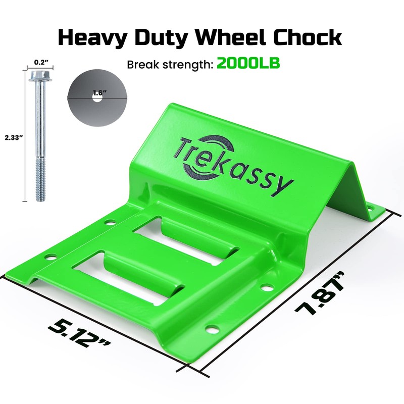 Trekassy Wheel Chock Tie-Down Kit with Rubber Blocks, (4,400lb Break