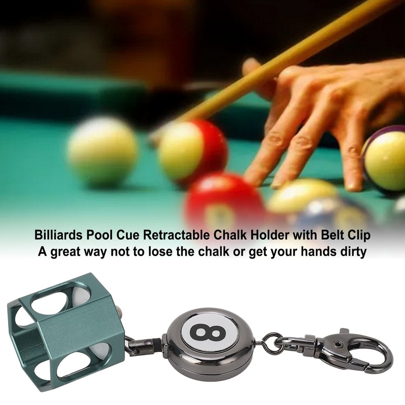 Retractable Billiards Pool Cue Chalk Holder Retractable Drawing Belt Clip