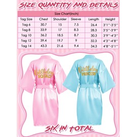 Jecery 7 Pcs Birthday Squad Robe Birthday Princess Robe Spa Party Supplies Unicorn Slumber Pajamas for Girls(Size 14,Light Blue,Pink)