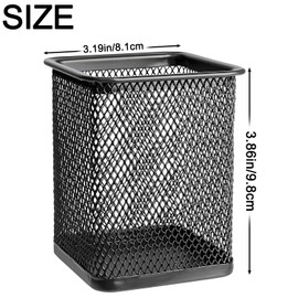 Mgood Pack of 2 Pen Holders, Black Square Metal Mesh Pen Holder, Desk Pen Organiser, Perfect for Office or Home, 7 x 8 x 10 cm