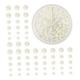 minkissy Nail Art Ornament 100pcs Pearl Nail Charms Flat Back Pearl Stickers Manicure Decorations Family Gatherings