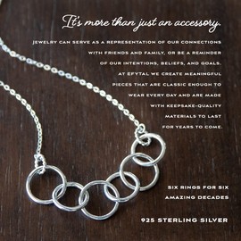 EFYTAL 60th Birthday Gifts for Women, 925 Sterling Silver Six Circle Necklace For Her, Gifts for 60 Year Old Woman, 60 Birthday Friendship Necklace for Women