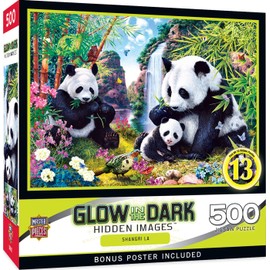 MasterPieces - 500 Piece Jigsaw Puzzle, Glows in the Dark, Hidden Images, Shangri La, Fun for Adults, Family, Kids, 15" x 21"