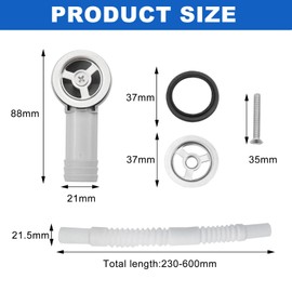 Bamyli 2-Piece Round Sink Overflow Kit, 250mm PP Tube, White, 2 Pack