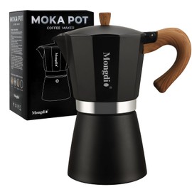 Mongdio Stovetop Espresso Maker Moka Pot, Cuban Coffee Maker Stove top coffee maker Moka Italian Espresso Greca Coffee Maker Brewer Percolator, 12 Espresso Cups, 20 oz - Black