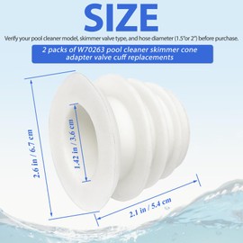Niuohoy W70263 Pool Cleaner Skimmer Cone Adapter Valve Cuff Replacement Compatible with Zodiac Baracuda W70263 W63900, Pentair K121110, Hayward AXV093CP, Fits 1-1/2" & 2" Hoses (2 Pack)