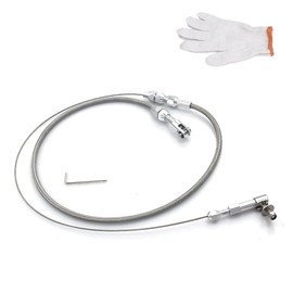 UHANBUT 24" Car Braided Throttle Cable Kit with Gloves, Adjustable Stainless Steel Fuel Line Gas Cable Kit with Aluminum Fitting & Ferrule, Universal Throttle Cables Replacement Set (24 Inch)