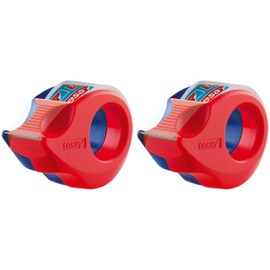 tesa 2x 57858 Mini Hand Dispenser Clear (Pack of 2), Blue/Red