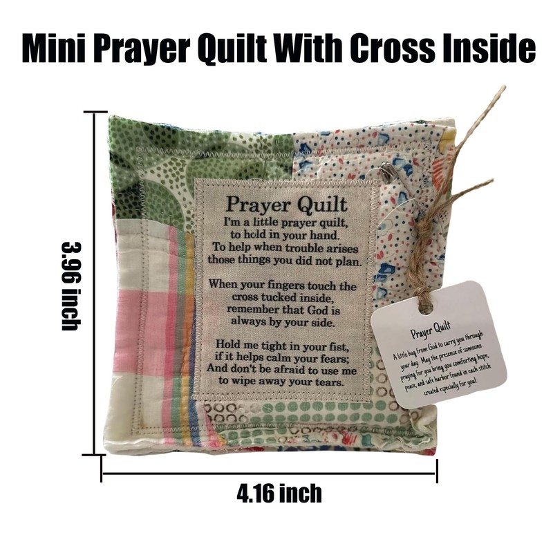 BetLight 2PCS Mini Prayer Quilt with Cross Inside, Inspirational Patchwork
