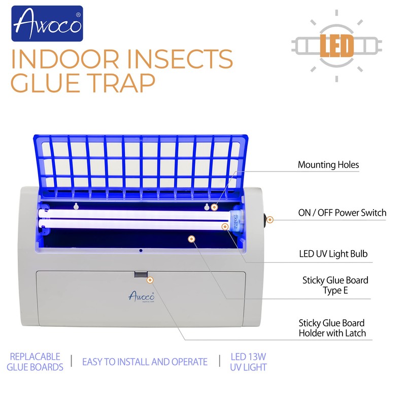 Awoco LED 13 W Wall Mount Sticky Fly Trap Lamp
