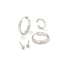Kendra Scott Brooke Huggie & Stud Earrings for Women, Fashion Jewelry, Rhodium-Plated