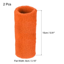 PATIKIL 2pcs 8x15cm Sport Wristbands Cotton Terry Cloth Absorbent Sweatband for Tennis, Baseball, Exercise, Athletic Running, Orange